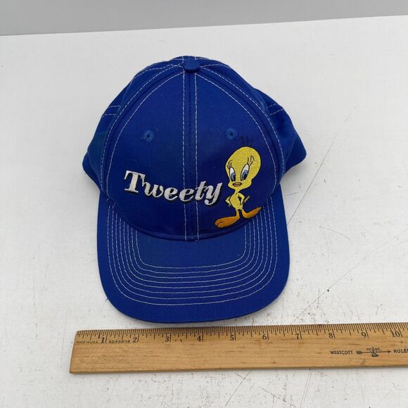 1998 Looney Tunes Tweety Bird Hat Cap Embroidered Blue Strapback Vintage - Picture 13 of 13